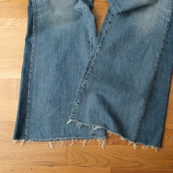 ME+EM Split Seam Flare Jeans Blue Multi Wash Regular Length Wide Leg Size 32 - Picture 5 of 13